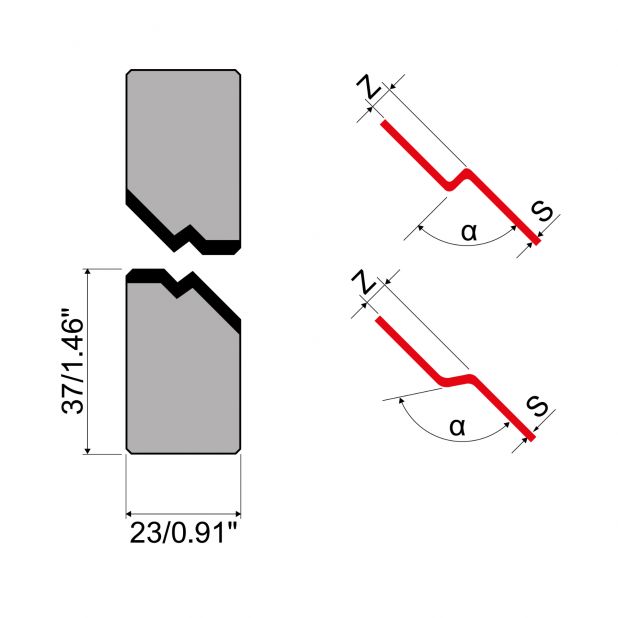 Éléments pour soyages/plis en Z 160°, 150°, 140° et 90°. À utiliser avec le support pour éléments en